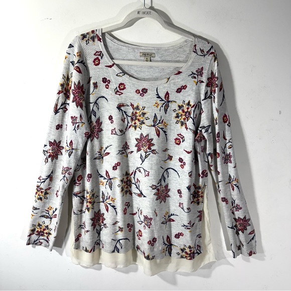 Lucky Brand Tops - Lucky Brand Chiffon Trim Waffle Knit Floral Top